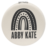 White with Black Engraving Compact - Laser Engraved Leatherette