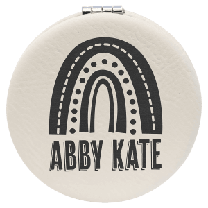 White with Black Engraving Compact - Laser Engraved Leatherette