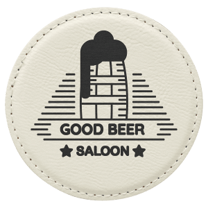 White with Black Engraving Round Single Coaster - Laser Engraved Gift