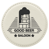 White with Black Engraving Round Single Coaster - Laser Engraved Gift