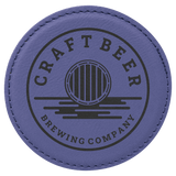 Purple with Black Engraving Round Single Coaster - Laser Engraved Gift