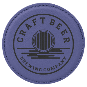 Purple with Black Engraving Round Single Coaster - Laser Engraved Gift