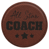 Brown with Black Engraving Round Single Coaster - Laser Engraved Gift