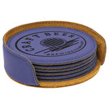 Purple Round 6-Coaster Set - Laser Engraved Gift
