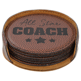 Brown Round 6-Coaster Set - Laser Engraved Gift