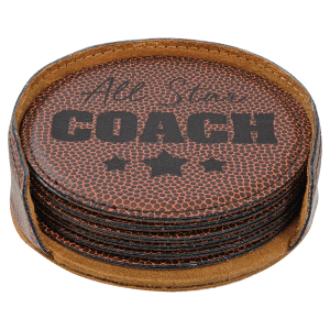 Brown Round 6-Coaster Set - Laser Engraved Gift