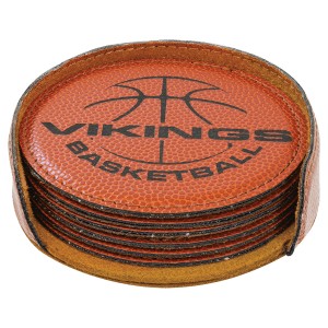 Orange Round 6-Coaster Set - Laser Engraved Gift
