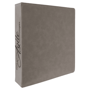 Gray with Black Engraving 3 Ring Binder - Laser Engraved Leatherette