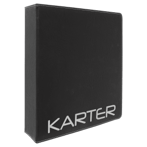 Black with Silver Engraving 3 Ring Binder - Laser Engraved Leatherette