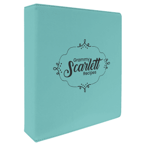 Teal with Black Engraving 3 Ring Binder - Laser Engraved Leatherette
