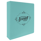 Teal with Black Engraving 3 Ring Binder - Laser Engraved Leatherette