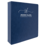Blue with Silver Engraving 3 Ring Binder - Laser Engraved Leatherette