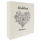 White with Black Engraving 3 Ring Binder - Laser Engraved Leatherette