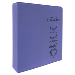 Purple with Black Engraving 3 Ring Binder - Laser Engraved Leatherette