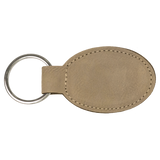 Light Brown with Black Engraving Oval Keychain - Laser Engraved Leatherette