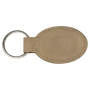 Light Brown with Black Engraving Oval Keychain - Laser Engraved Leatherette