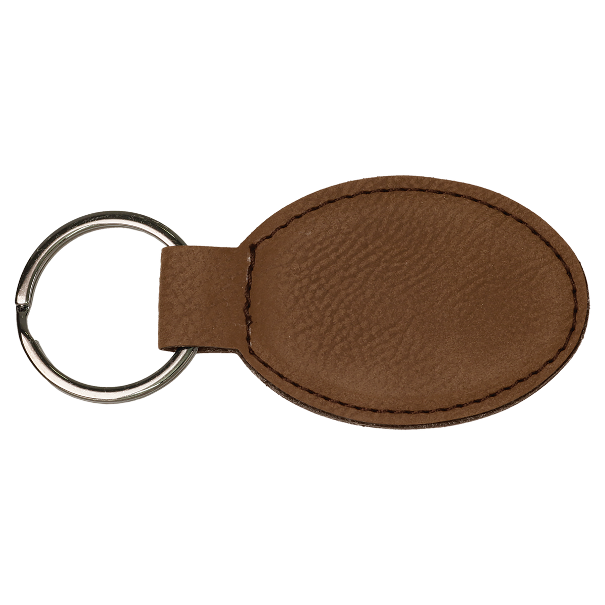 Dark Brown with Black Engraving Oval Keychain - Laser Engraved Leatherette