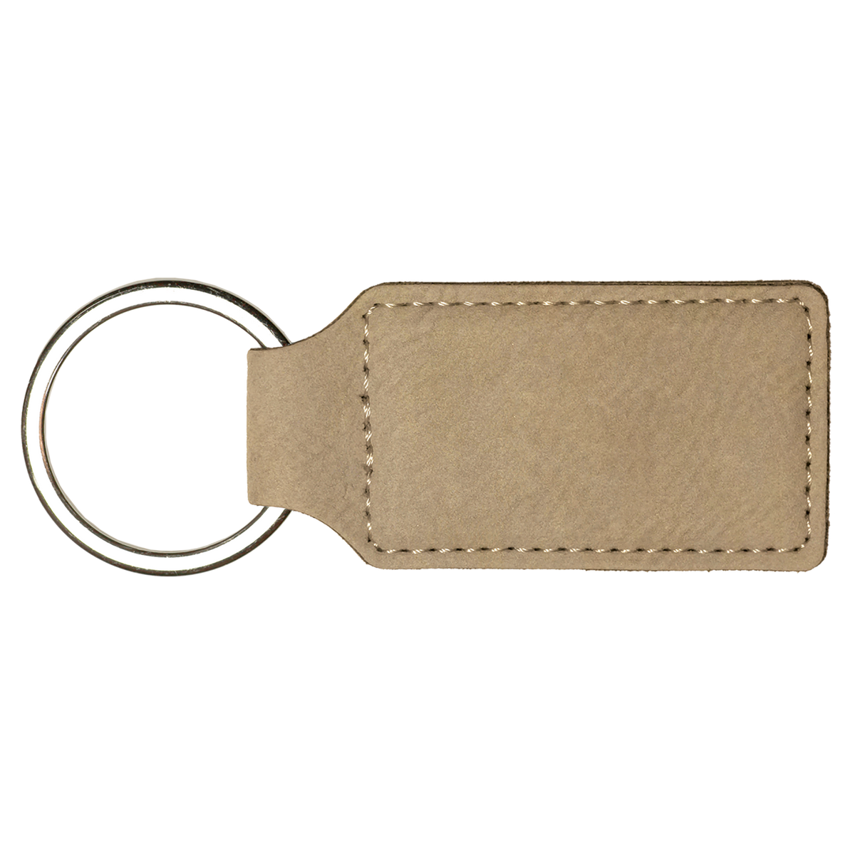 Light Brown with Black Engraving Rectangle Keychain - Laser Engraved Leatherette