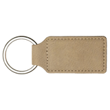 Light Brown with Black Engraving Rectangle Keychain - Laser Engraved Leatherette