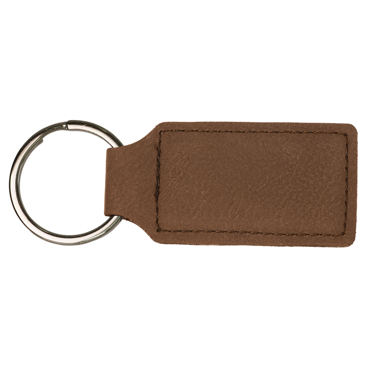 Dark Brown with Black Engraving Rectangle Keychain - Laser Engraved Leatherette