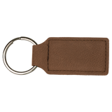 Dark Brown with Black Engraving Rectangle Keychain - Laser Engraved Leatherette