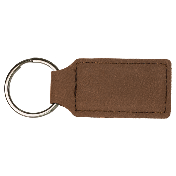 Dark Brown with Black Engraving Rectangle Keychain - Laser Engraved Leatherette