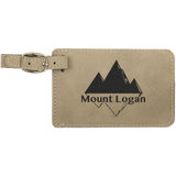 Light Brown with Black Engraving Luggage Tag - Laser Engraved Leatherette