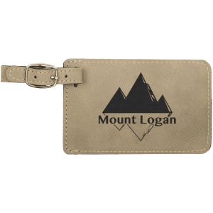 Light Brown with Black Engraving Luggage Tag - Laser Engraved Leatherette