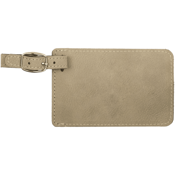 Light Brown with Black Engraving Luggage Tag - Laser Engraved Leatherette