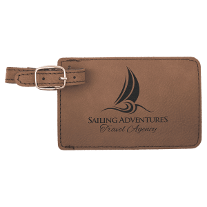 Dark Brown with Black Engraving Luggage Tag - Laser Engraved Leatherette