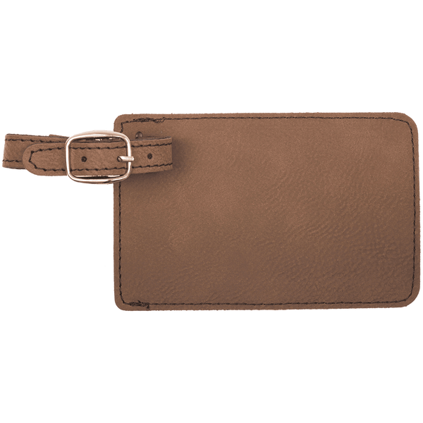 Dark Brown with Black Engraving Luggage Tag - Laser Engraved Leatherette
