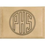 Light Brown with Black Engraving Hard Business Card Holder - Laser Engraved Leatherette