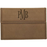 Dark Brown with Black Engraving Hard Business Card Holder - Laser Engraved Leatherette