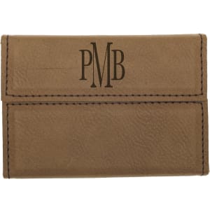 Dark Brown with Black Engraving Hard Business Card Holder - Laser Engraved Leatherette