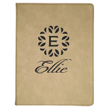 Light Brown with Black Engraving Portfolio with Notepad - Laser Engraved Leatherette