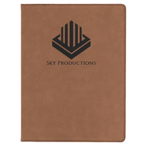 Dark Brown with Black Engraving Portfolio with Notepad - Laser Engraved Leatherette