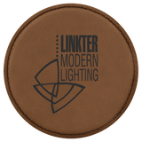 Dark Brown with Black Engraving Round Single Coaster - Laser Engraved Gift