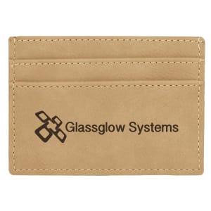 Light Brown with Black Engraving Wallet Clip - Laser Engraved Leatherette