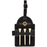 Black with Gold Engraving Tag with 3 Wooden Tees - Laser Engraved Leatherette
