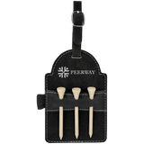 Black with Silver Engraving Tag with 3 Wooden Tees - Laser Engraved Leatherette