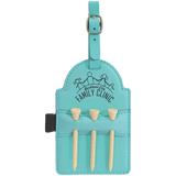 Teal with Black Engraving Tag with 3 Wooden Tees - Laser Engraved Leatherette