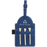 Blue with Silver Engraving Tag with 3 Wooden Tees - Laser Engraved Leatherette