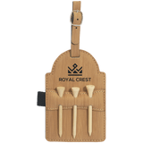 Bamboo with Black Engraving Tag with 3 Wooden Tees - Laser Engraved Leatherette