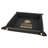 Black with Gold Engraving Laserable Leatherette Snap Up Tray with Snaps - Laser Engraved Leatherette