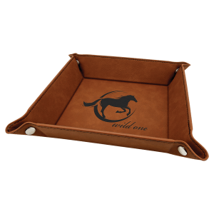 Laserable Leatherette Snap Up Tray with Snaps - Laser Engraved Leatherette