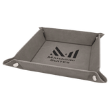 Gray with Black Engraving Laserable Leatherette Snap Up Tray with Snaps - Laser Engraved Leatherette