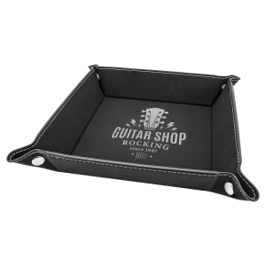 Laserable Leatherette Snap Up Tray with Snaps - Laser Engraved Leatherette