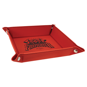 Red with Black Engraving Laserable Leatherette Snap Up Tray with Snaps - Laser Engraved Leatherette