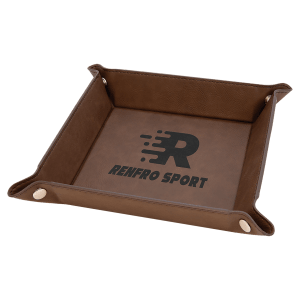 Laserable Leatherette Snap Up Tray with Snaps - Laser Engraved Leatherette