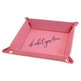 Pink with Black Engraving Laserable Leatherette Snap Up Tray with Snaps - Laser Engraved Leatherette